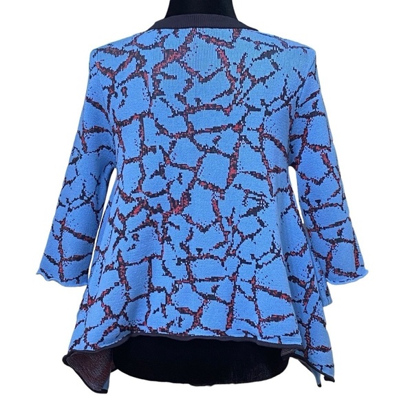 Opening Ceremony Crackle Knit Asymmetric Cropped Sweater Top Blue Large - Picture 4 of 8